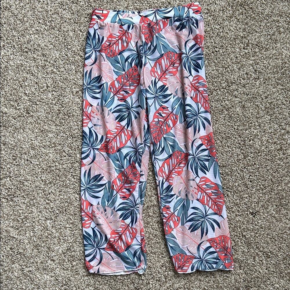 Kids Tropical Pull on Sheer Gauze Beach Pants, Size 5Y